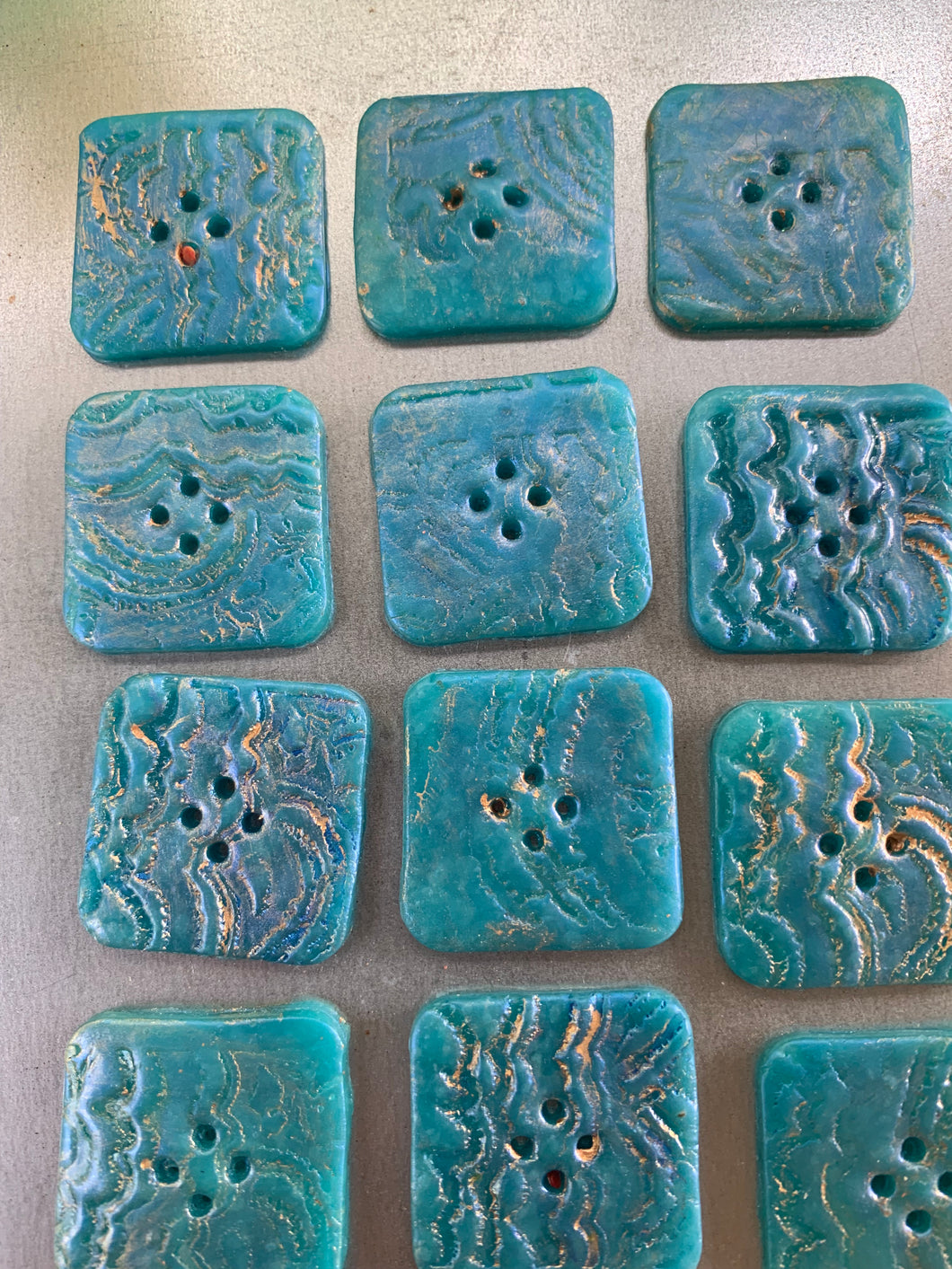 Large Square Blue Butttons