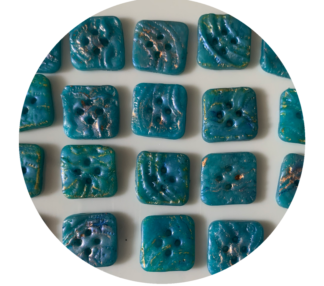Medium Square  Blue Button