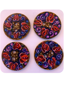 1 and 3/8”s Hand Painted Wood Buttons